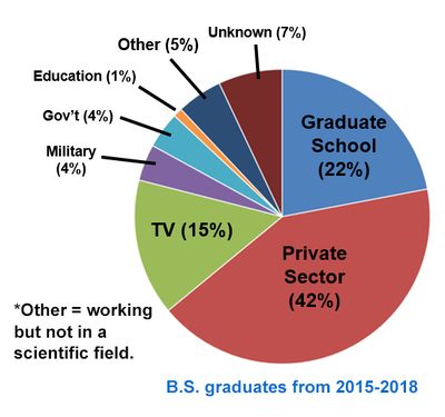 Undergraduate employment pie chart 2015-2018