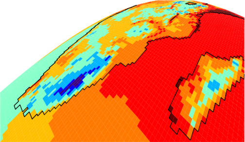 satellite view of surface temps over southern Africa