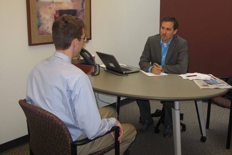 Student participating in an interview